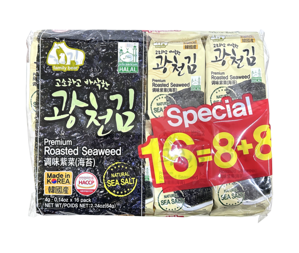 FAMILY BEAR PREMIUM ROASTED SEAWEED-SEASALT FLAVOR(16 PACK)(#FD780117)